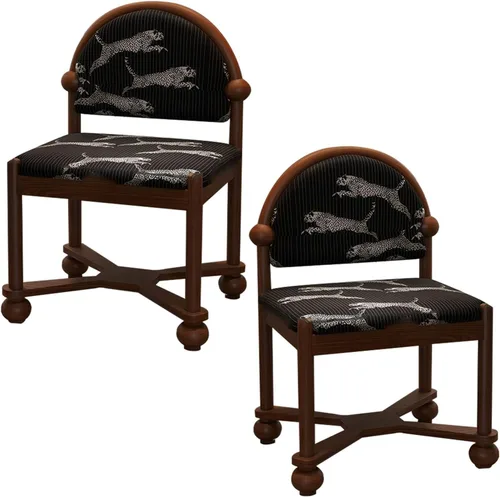 Miniatura 18 de JKGHK Sillas de comedor de madera, sillas de cocina para el hogar, silla auxiliar de cocina tapizada de tela, respaldo curvado retro, silla de sala