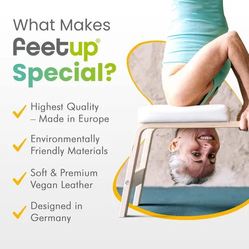 Miniatura 3 de FeetUp - El banco original para parada de cabeza de yoga, banco entrenador vegano para parada de manos y soporte, equipo de inversión