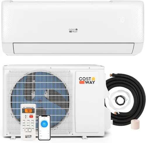 Miniatura 11 de COSTWAY Aire acondicionado mini split de 12,000 BTU, con bomba de calor, Energy Star, inversor 21 SEER2, temporizador de 24 horas, limpieza