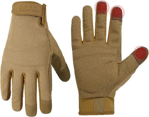 Miniatura 20 de HANDLANDY Guantes de trabajo para hombre y mujer, guantes de trabajo de mecánicos de uso general con pantalla táctil, guantes de trabajo flexibles