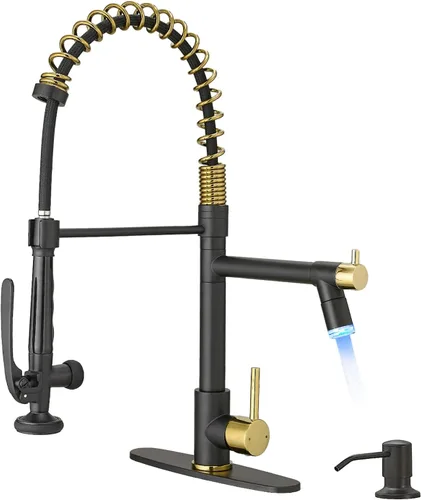 Miniatura 12 de Fapully - Grifo de cocina negro, grifo de fregadero de cocina comercial extraíble con rociador Negro mate