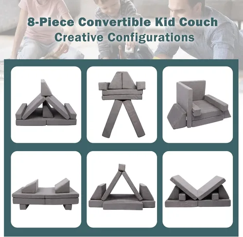 Miniatura 4 de Betterhood Sofá Modular de Juegos para Niños, Sofá para Niños para Construir Fuerte en Sala de Juegos, Cojín de Espuma Convertible para Niños