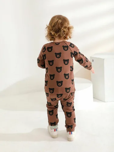 Miniatura 49 de Ropa de bebé niño niño manga larga con estampado de oso + pantalones deportivos