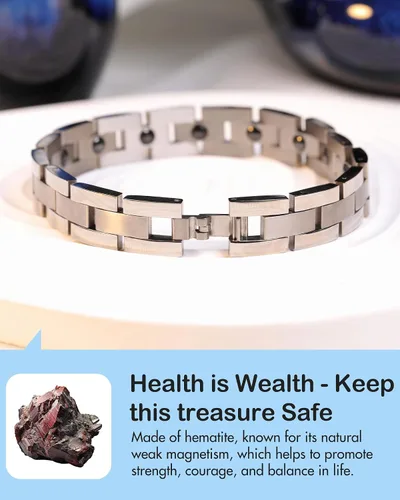 Miniatura 7 de Feraco Pulseras magnéticas para hombre, elegante pulsera de terapia magnética de acero inoxidable de titanio con herramienta de tamaño, regalos