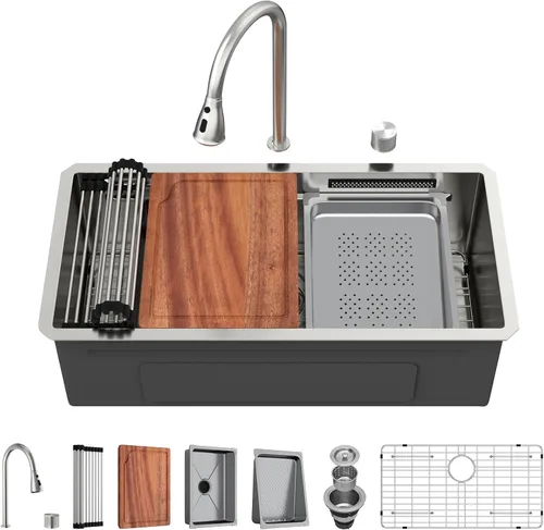 Miniatura 28 de Fregadero de Montaje Bajo de 13 Pulgadas - Beslend 13”x15”x9” Fregadero de Cocina de Acero Inoxidable de Montaje Bajo Calibre 16 Fregadero de Cocina