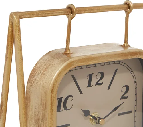 Miniatura 6 de Deco 79 Reloj de péndulo de madera con base de madera, 10 x 5 x 11 pulgadas, dorado
