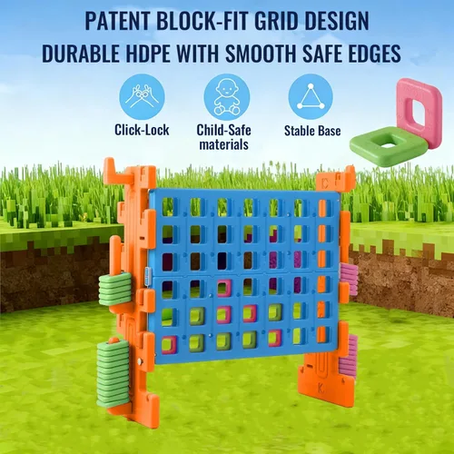 Miniatura 4 de SDADI Juego Gigante 'Click' de 4 en Raya con Ensamblaje Estilo Bloque, Altura Ajustable, Juego de Conectar 4 para Anotar, Juego Familiar Portátil