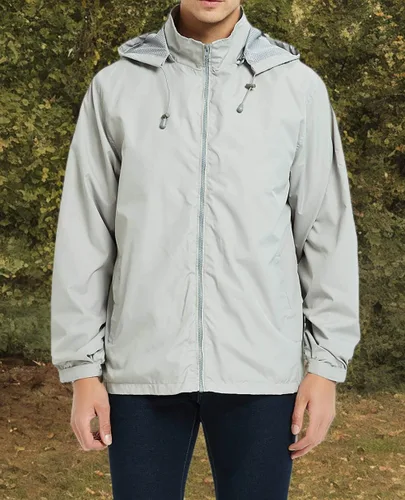 Miniatura 30 de Chaqueta impermeable cortavientos ligera para hombre con capucha extraíble