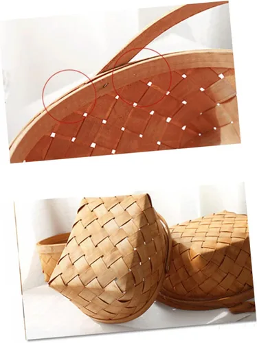 Miniatura 4 de Cesta de Pascua de madera Cesta de ratán natural Almacenamiento de artículos para el hogar de mimbre tejido de flores de almacenamiento s Chip