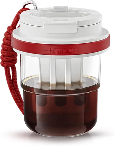 MHW-3BOMBER Cold Brew - Cafetera cruzada portátil de 18 onzas, taza de café helado, jarra de café con filtro, vaso de café de viaje para regalos,
