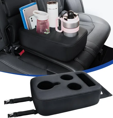 Portavasos de Coche Mejorado con Correas de Seguridad Duales, Portavasos para Asiento Trasero de Coche, Portavasos de Camión de Cuero PU,