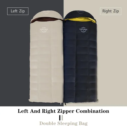 Miniatura 5 de 0 20 Degrees F Down Sleeping Bag for Adults,4 Season Rectangle Down Sleeping Bag for Camping Hiking Negro/Cremallera Derecha