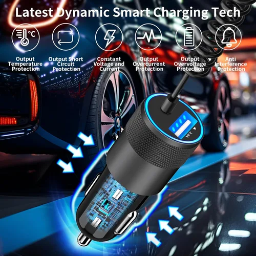 Miniatura 4 de [Certificado MFi de Apple] Cargador de automóvil para iPhone 17, encendedor de cigarrillos USB BARMASO 4.8A Cargador rápido USB-C Carplay