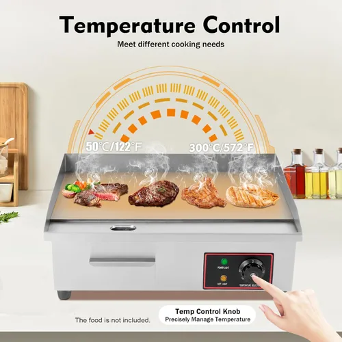 Miniatura 3 de Parrilla plana de 110 V, 3000 W, 22 pulgadas, parrilla eléctrica comercial antiadherente para restaurante, estufa de cocina Teppanyaki para cocina
