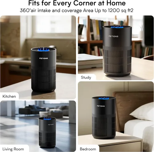 Miniatura 7 de Purificadores de aire para dormitorio y hogar, filtro de aire silencioso con luz nocturna de modo de sueño