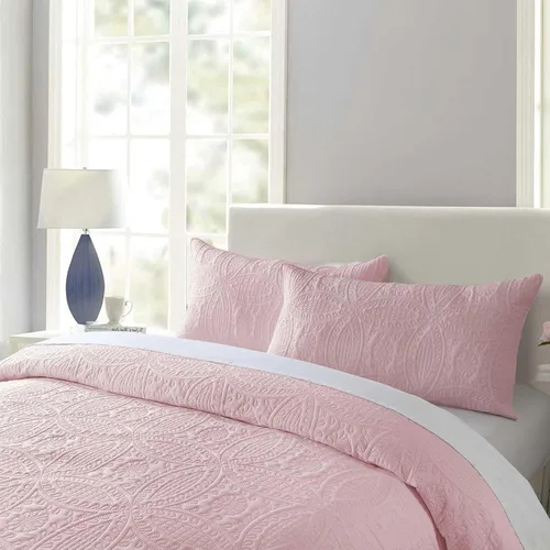 Miniatura 4 de Boryard Juego de edredón King de 3 piezas, colcha ligera y suave (104 x 90 pulgadas) con 2 fundas de almohada (20 x 36 pulgadas), color rosa Rosa