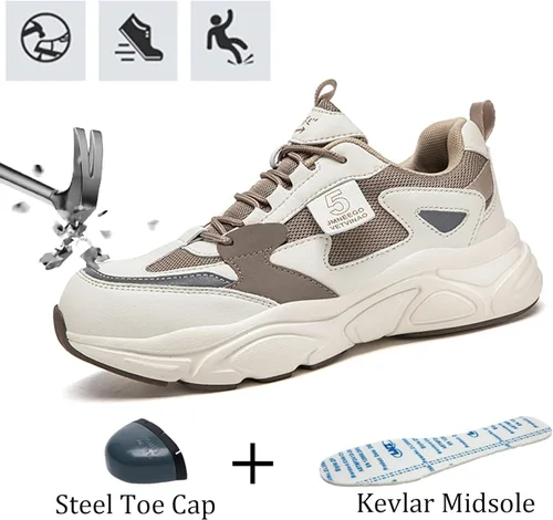 Miniatura 2 de Nutropa Botas de punta de acero para hombres, zapatos de trabajo de seguridad ligeros, cómodas y transpirables, botas de punta compuesta