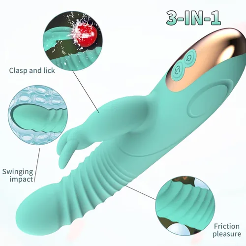 Miniatura 2 de Herramientas para adultos de empuje de conejo para mujeres 2026, el mejor juego de estimulación dual de placer, 8 modos de frecuencia y sensación