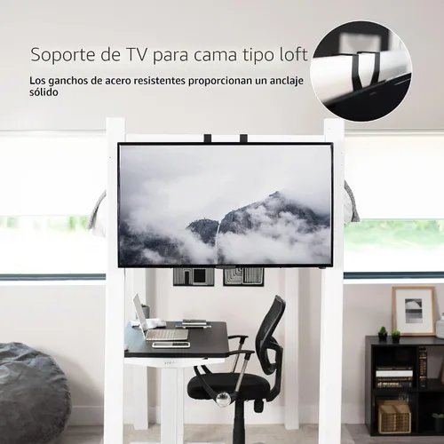 Miniatura 2 de VIVO Soporte de TV para colgar para pantallas planas y curvas de 24 a 55 pulgadas, diseño de acero ligero, barra transversal de altura ajustable