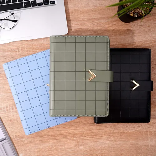 Miniatura 7 de CAGIE Carpeta A5 con 6 anillas rellenable, cuaderno de cuero encuadernado en espiral para planificador de negocios, organizador personal, cuadernos