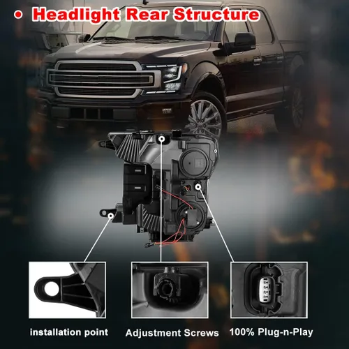 Miniatura 7 de Nixon Offroad Faros delanteros de proyector para Ford F150 2018-2020, modos de iluminación funcional LED completos DRL/señal de giro