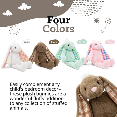 Miniatura 4 de Peluche de Animal de Conejo de Pascua Plushible, 18 pulgadas (Marrón) - Juguete de Peluche Suave Bordado para Niños, Recién Nacidos, Niños y Niñas