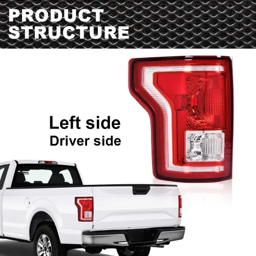 Miniatura 2 de CROSSDESIGN Conjunto de luz trasera sin bombillas lado izquierdo rojo compatible con Ford F150 SSV 2016 2017/Fit F150 (submodelo: Lariat, XL, XLT)