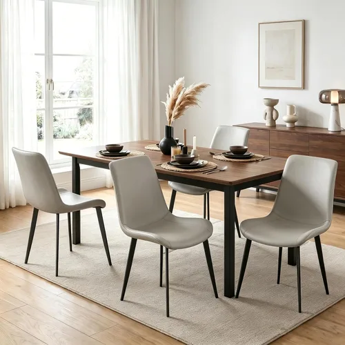 Miniatura 24 de Juego de 2 sillas de comedor modernas, sillas de comedor de cuero PU, sillas de cocina tapizadas con respaldo ergonómico y patas de metal