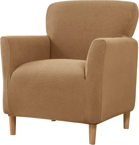 Miniatura 37 de LiveGo - Funda elástica para sillón de mediados de siglo moderno de 1 pieza, fundas de acento de jacquard para silla con brazos, fundas impermeables