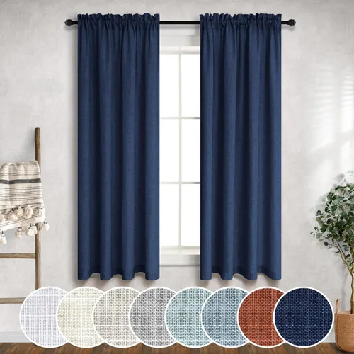 Miniatura 86 de Cortinas blancas puras de 38 pulgadas de ancho para dormitorio, juego de 2 paneles de cortinas de privacidad con bolsillo para barra, cortinas
