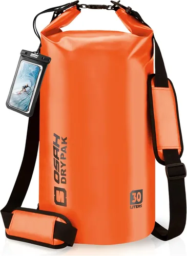 Miniatura 26 de Bolsa seca impermeable, 5L/10L/20L/30L/40L Mochila de almacenamiento ligera con funda para teléfono para mujeres y hombres, saco impermeable Gris