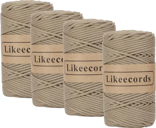 Miniatura 82 de Cordón de Algodón Trenzado 3mm x 109 yardas - Cuerda de Macramé Colorida para Manualidades, Ganchos, Colgantes de Pared - 100% Algodón Natural