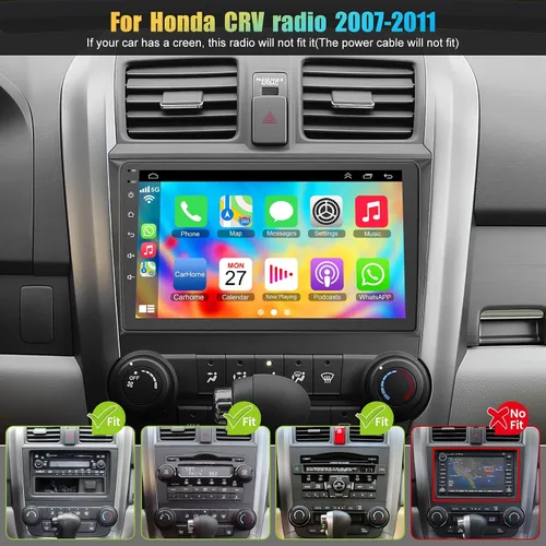 Miniatura 2 de Radio de coche 4G+64G Android 12 para Honda CRV 2007-2011, unidad principal estéreo de 9 pulgadas con WiFi/5G, CarPlay inalámbrico+Android Auto