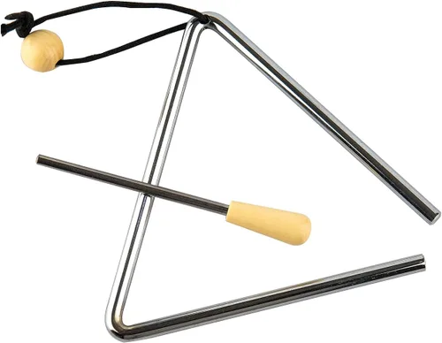 Miniatura 6 de Musfunny Triángulo de percusión de mano con Striker, instrumento musical de triángulos de acero ritmo (5 pulgadas)