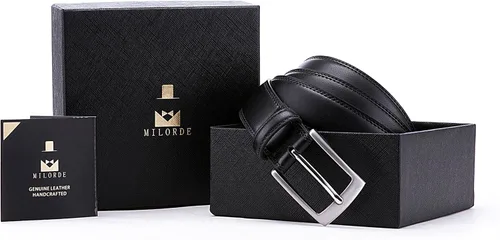 Miniatura 5 de MILORDE Cinturón de vestir de cuero genuino para hombre, hecho a mano, 100% cuero de vaca, diseños clásicos y modernos para trabajo, negocios y uso