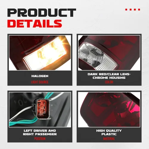 Miniatura 5 de ECOTRIC Par de luces traseras compatibles con Dodge Ram 1500 2002-2006/Ram 2500 3500 2003-2006 Luz de señal de giro de luz trasera de repuesto