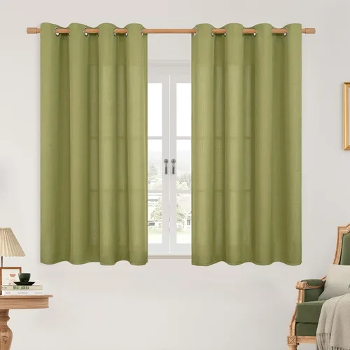 Miniatura 96 de LAMIT Cortinas de lino sintético para dormitorio, paneles filtrantes de luz, cortinas de lino con protección de privacidad con ojales para ventanas