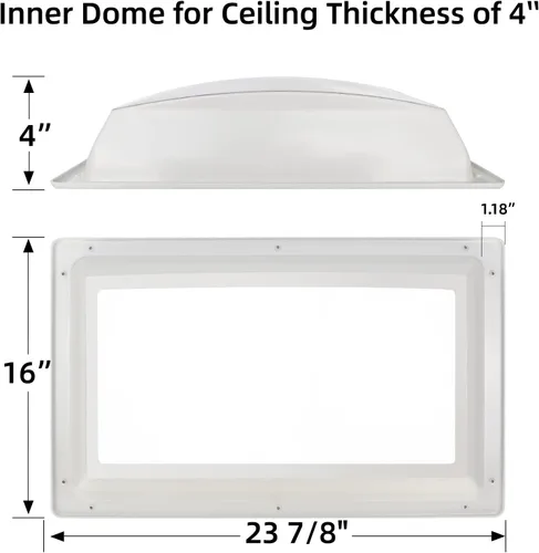 Miniatura 6 de Paquete de Reemplazo de Tragaluz para RV, Tragaluz Exterior de Cúpula de 18" x 26" que se Adapta a una Apertura de 14" x 22", Reemplazo de Tragaluz