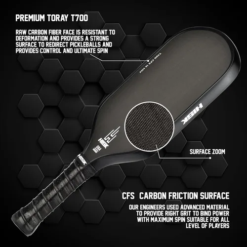 Miniatura 2 de RAV PRO Paleta de Pickleball - Ultimate HIGH END de 16mm Fibra de Carbono Cruda Toray T700 Japonesa con Excelente Textura de Rugosidad GRIT, Curva