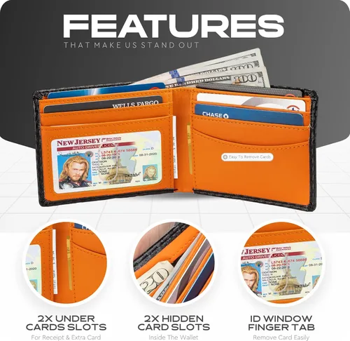 Miniatura 4 de Cartera para hombre Cartera delgada de piel auténtica con RFID Regalo para hombres empaquetado en elegante caja de regalo
