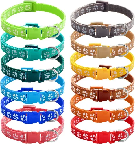 Miniatura 9 de YOY Juego de 25 collares de nailon suave para identificación de cachorros, ajustables, reutilizables, lavables, bandas de identificación de mascotas