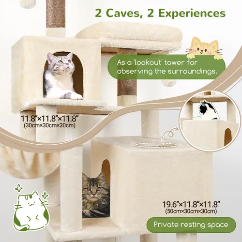 Miniatura 2 de Globlazer - Torre para gatos de 76 pulgadas, mueble multinivel extra alto con acogedores condominios, hamaca y posaderos para gatos adultos