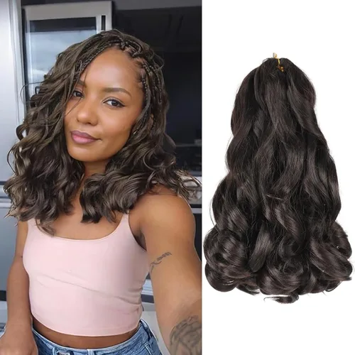 Miniatura 87 de Cabello rizado francés para trenzar de 12 pulgadas, 8 paquetes de cabello rizado preestirado para trenzas de caja, rizos franceses, trenzas