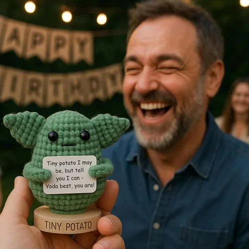Miniatura 6 de Regalos de Star Wars Crochet positivo Baby Yoda hecho a mano con 30 afirmaciones divertidas Regalo para cumpleaños, graduación Regalo