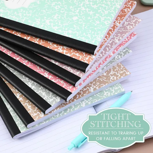 Miniatura 4 de Colarr Paquete de 8 cuadernos de composición de 9.75 x 7.5 pulgadas de ancho, libros de composición de papel de mármol a rayas de varios