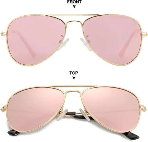 Miniatura 65 de Gleyemor Lentes de sol polarizados estilo aviador para niños y niñas, jóvenes, adolescentes, dos tamaños de 1.969 in y 2.047 in