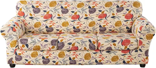 Miniatura 29 de Lamberia Funda de sofá estampada de alta elasticidad, Fundas elásticas para sofá de 2 piezas, Funda elástica para sillón con una funda de cojín Verde