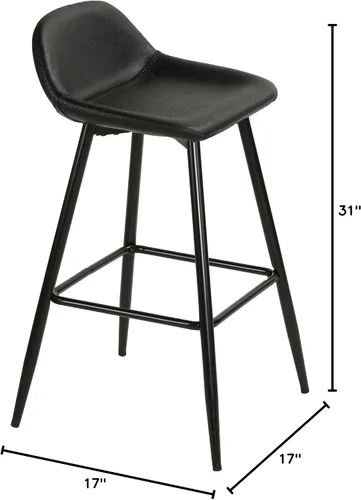 Miniatura 3 de Cortesi Home Taburetes de lluvia en piel sintética negro carbón, base negra (juego de 2)