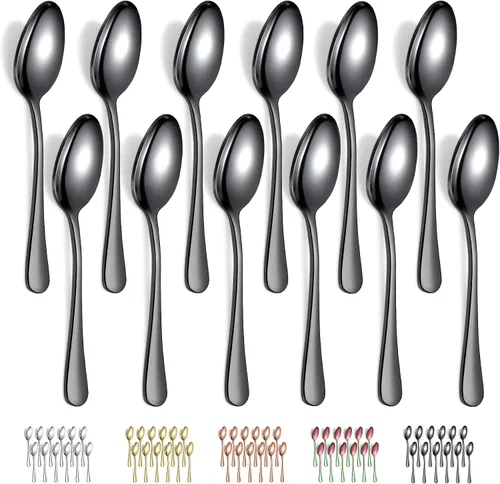 Miniatura 9 de Evanda Cucharas clásicas de acero inoxidable de 12 piezas, 7.28 pulgadas, fáciles de limpiar, aptas para lavavajillas
