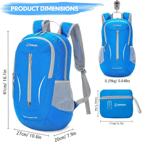 Miniatura 2 de ZOMAKE Mochila ultraligera plegable de 25 L, mochilas de senderismo plegables resistentes al agua, pequeña mochila plegable para viajes